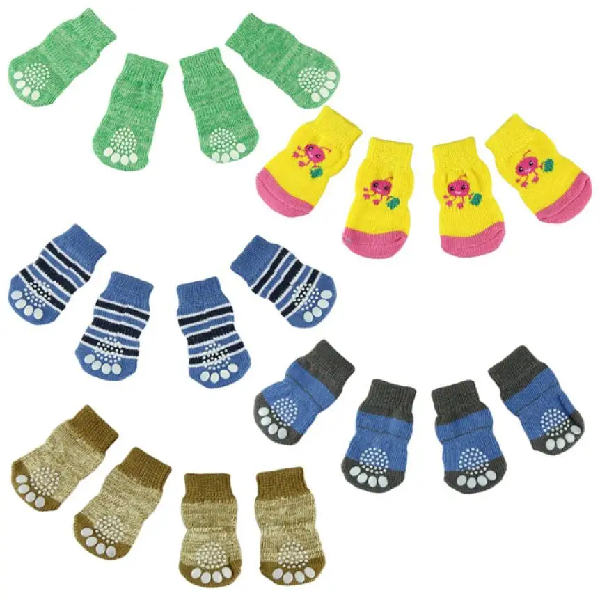 

2017 Fashion 4Pcs Cute Puppy Dogs unisex Pet Knits Socks Anti Slip Skid Bottom socks for dogs pet socks XT