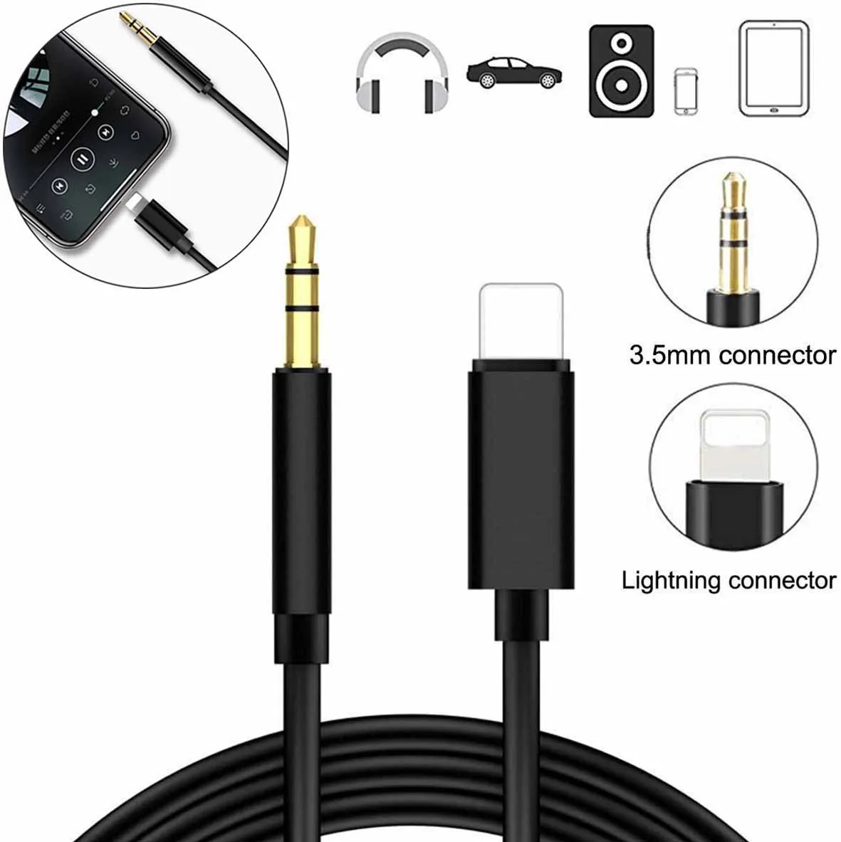 Аудиокабель с разъемом Lightning 3 5 мм для разъема папа 1 м iPhone 7 8 X XR ios 12 наушников