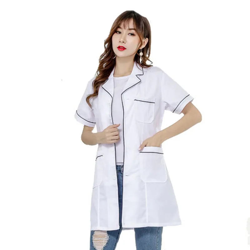 Женское модное платье с лацканами с коротким рукавом Lab Coat (Mock wrap)