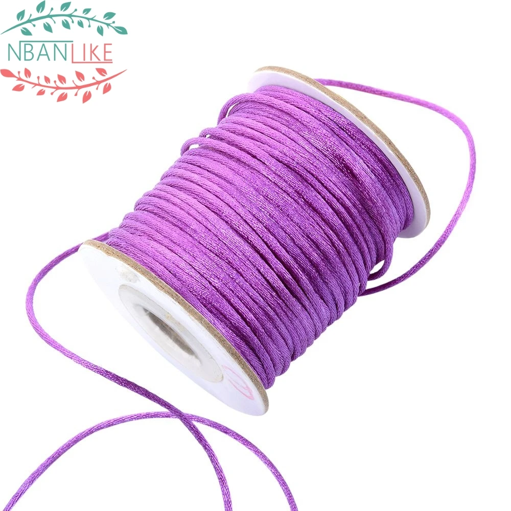 

Hot 35 Meters purple 2MM Rattail Satin Cord Macrame Beading Nylon Chinese knot rope