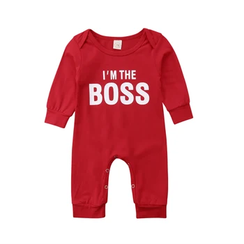 

I'm The Boss Cute Newborn Infant Baby Boys Girls Long Sleeve Rompers Jumpsuit Playsuit Autumn Baby Clothing