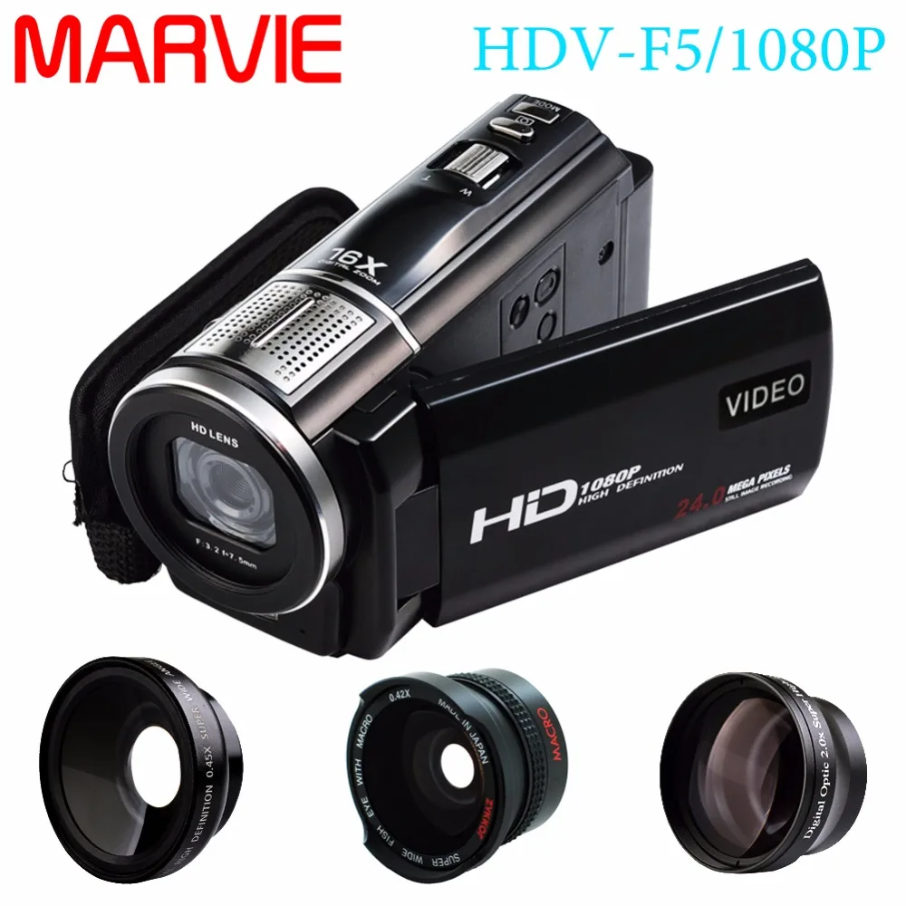Marvie 1080p 30fps filmadora Video Recorder 24MP 16X Anti shake Macro
