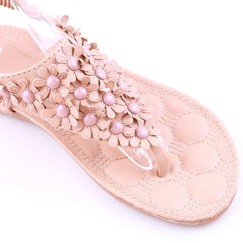Летние кроссовки; женские пляжные туфли на плоской подошве; женские открытые сандалии с цветами; Размеры 35-39; цвет белый, абрикосовый