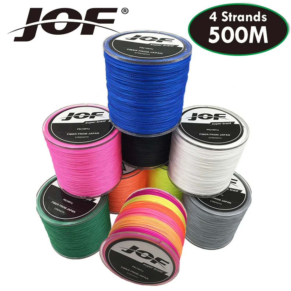 

JOF Fishing Line 4 Strands PE Braided 500M Multifilament Rope Carpfishing Carp Japan Multicolor Weave Strong Fishing Braid Line