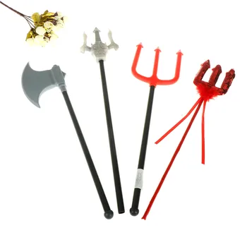 

Sequin Devil Magic Wand Weapons Cosplay Props Red Trigeminal Halloween Party Decorative Fork Devil Double Edged Axe