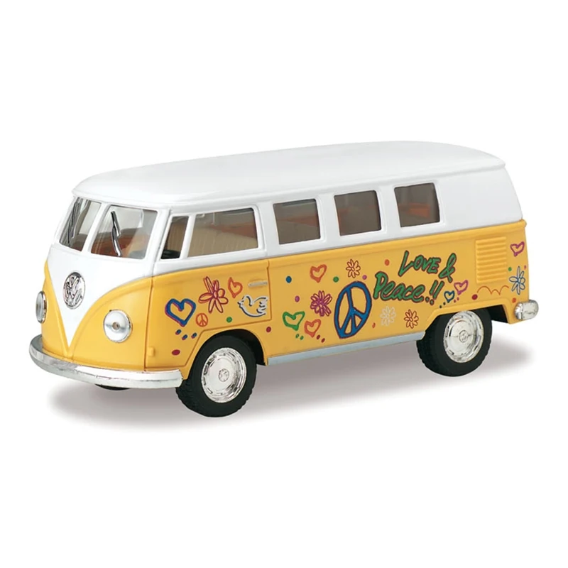

1962 VW T1 Bus Love&Peace Yellow 1/32 alloy models model car back T1 VAN pull back car children's toys car Kids toy