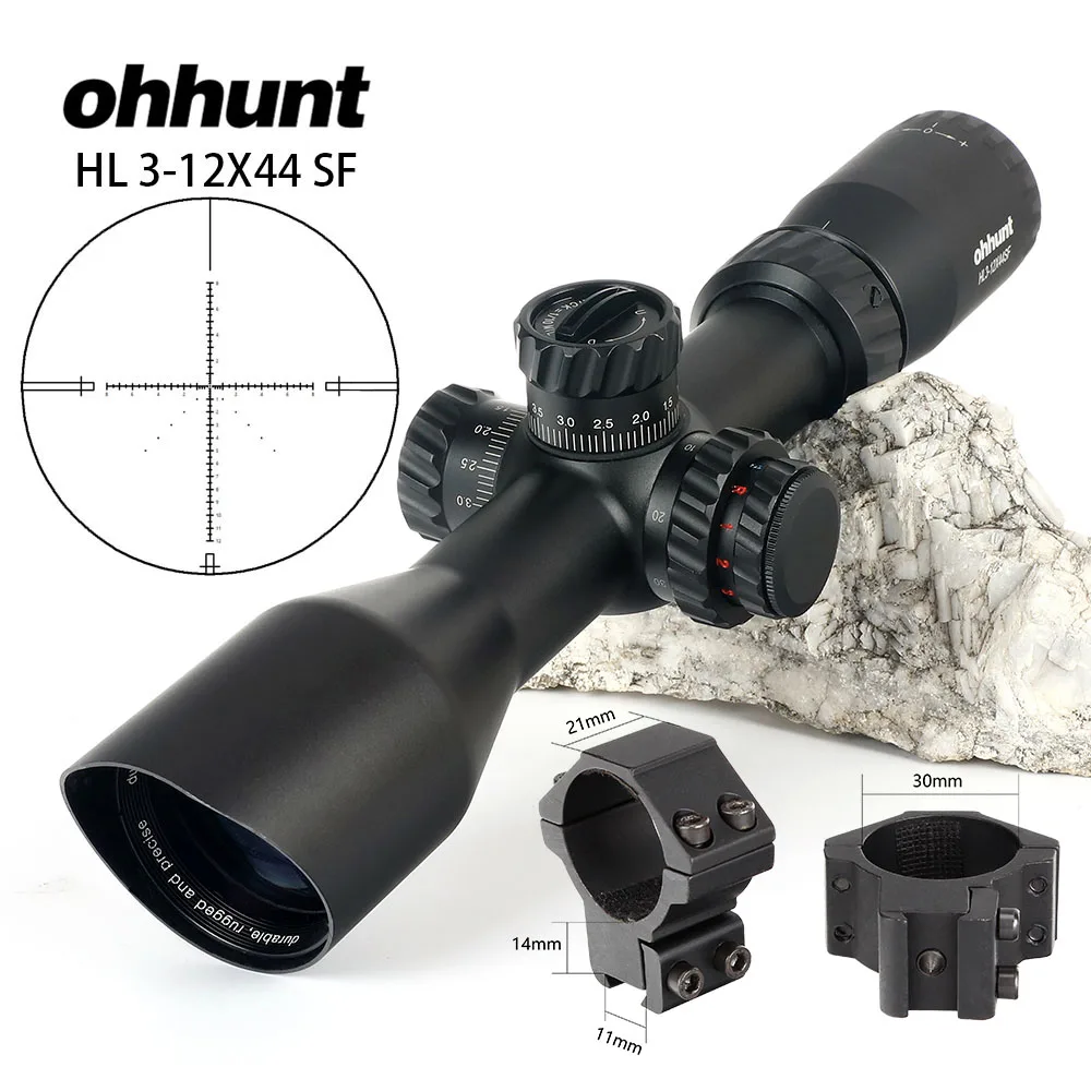 Ohhunt HL 3-12X44 SF компактный охотничий винтовочный оптический прицел стекло травленая сетка боковая параллакса башенки замок сброс съемки прицел - Цвет: with Dovetail Rings