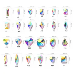 20 шт./пакет ногтей Шарм 24 конструкции накладные сверкающие кристаллы для ногтей аксессуары 3D ногтей украшения со стразами украшения для