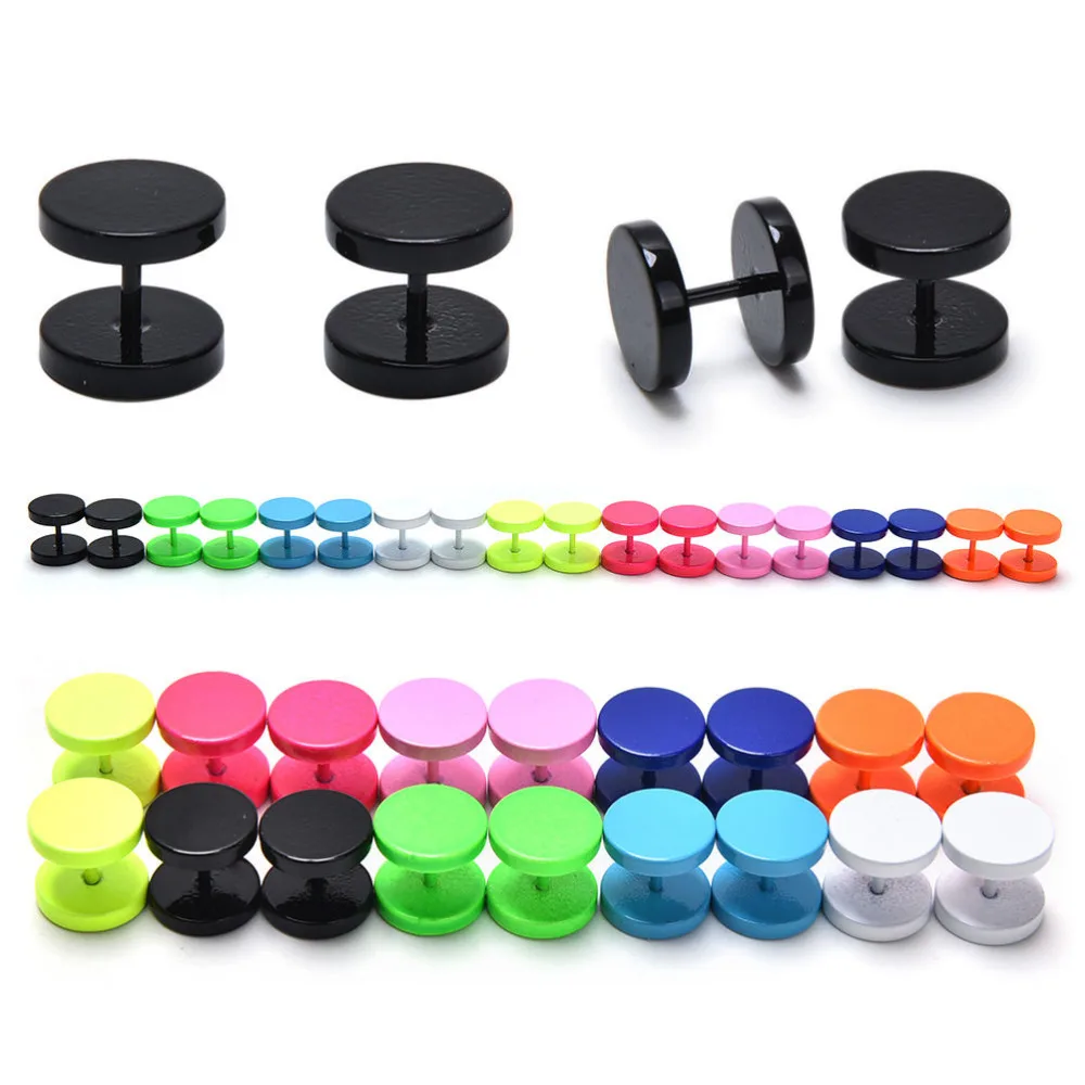 

1Pair Men Women Barbell Earrings Unisex Punk Gothic Stud Earrings Stainless Steel Ear Studs Earrings