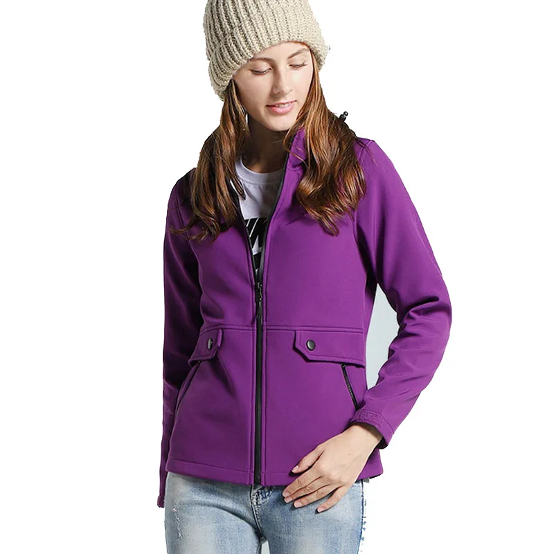 Aufdiazy, женские толстые куртки, Осень-зима, водонепроницаемые флисовые пальто, уличные, для кемпинга, альпинизма, Тепловые Пальто IW001 - Цвет: Women Purple