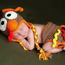 Детская вязаная шапка «индейка» и набор трусиков-вязаный крючком костюм для мальчиков и девочек подарок на День Благодарения, ручная работа