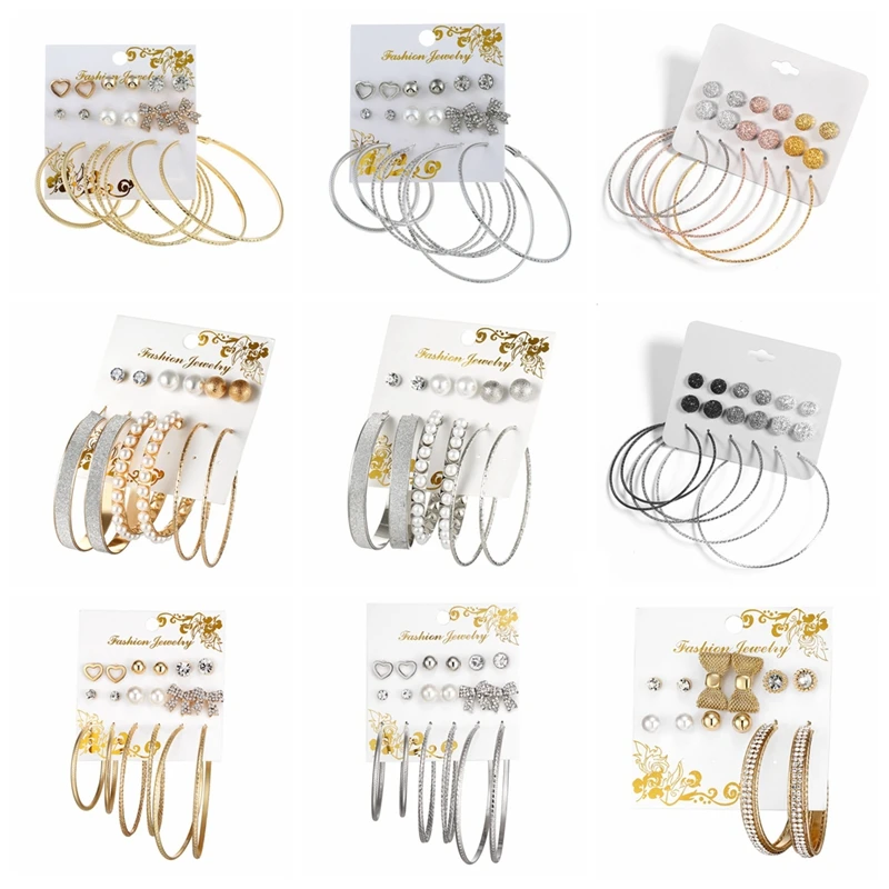 

New Design Earrings Set For Women Girl 2019 Bohemian Vintage Gold/silver Color Big Circle Earrings Female Jewelry Wholesae