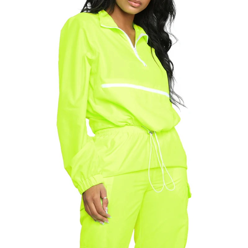 

Loozykit Women Reflective Jacket Casual Neon Tracksuit 2 Piece Set Workout Outfit Lounge Matching Sets Spring Clothes Raincoats