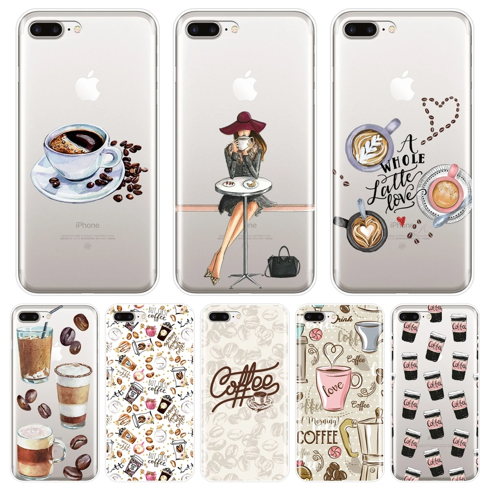 

For iPhone X XR XS MAX 8 7 6S 6 S Case Silicone Soft Coffee Girl Drink Back Cover For Apple iPhone 6 S 6S 7 8 Plus Phone Case