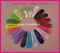

200PCS 5.0cm 2.0" Assorted Colors Tear drop shape Round Head Plain Metal Snap Clips No hole at nickle free and lead free