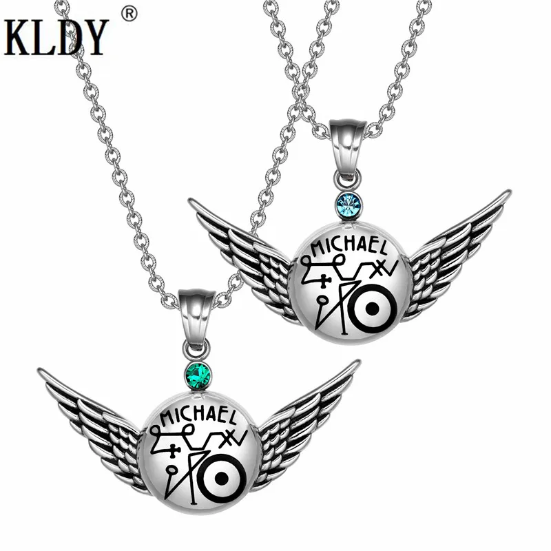 

KLDY natural stone multicolor crystal necklace angel sweater chain stainless party decorations punk silver pendants necklaces
