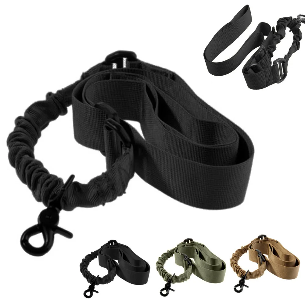 Adjustable 1 One Point Rifle Bungee Nylon Gun Sling Tactical Single