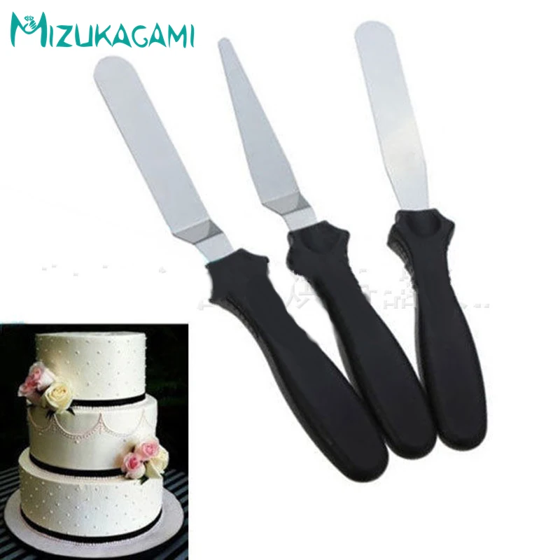  New 3 Piece Set Stainless Steel Cream Spatula Baking Decorating Tools Cake Demoulding Knife Scraper