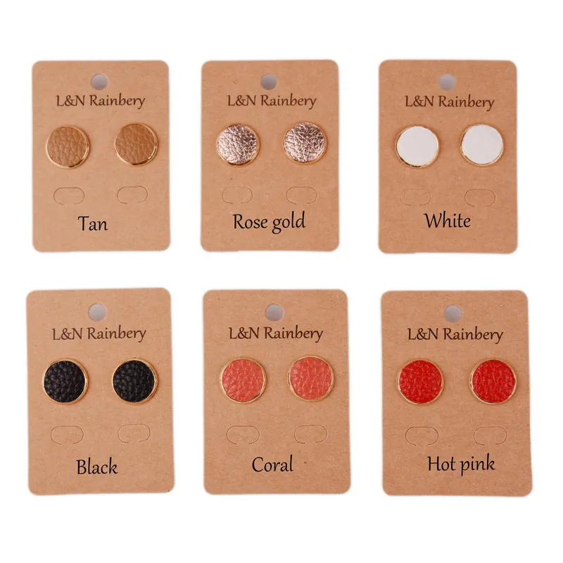 

2019 Trendy Genuine Leather Stud Earrings for Women 6 Colors Round Shaped Earrings Leather Stud Earring Bijoux Jewelry Accessory