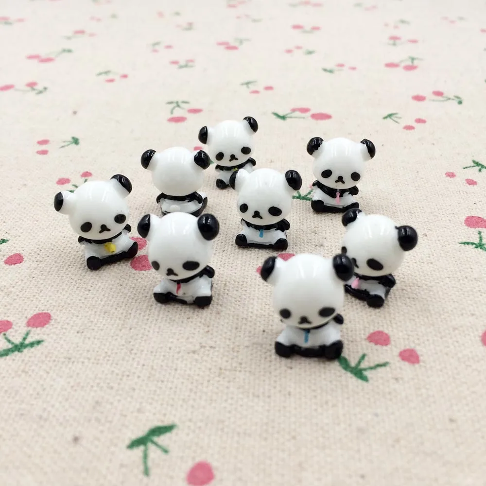 

10Pieces Kawaii Mini Resin Panda Animal Fairy Garden Miniatures Terrarium Figurines DIY Decorative Craft For Dollhouse :15 MM