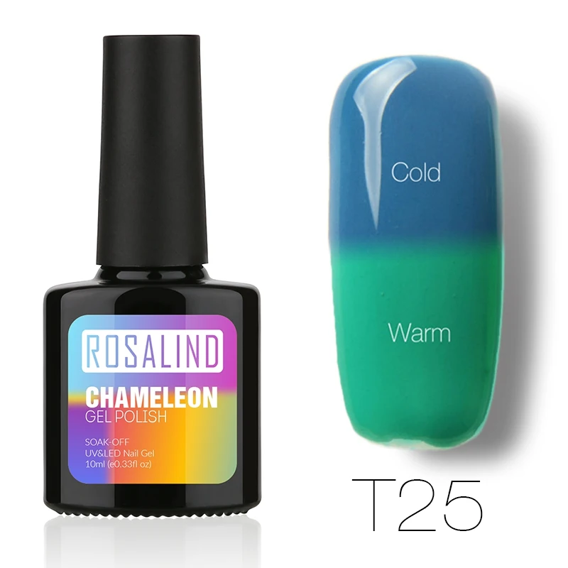 ROSALIND гель 1 S P+ черная бутылка 10 мл хамелеон, изменяющийся от температуры T01-30 гель лак для ногтей Дизайн ногтей УФ светодиодный термогель лак - Цвет: T25
