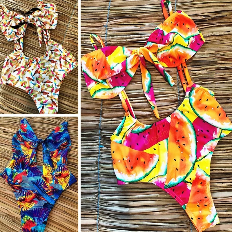 

Bikinx Floral print bikinis 2019 mujer monokini Push up sexy one piece swimsuit female bathers High cut swimwear women bodysuit
