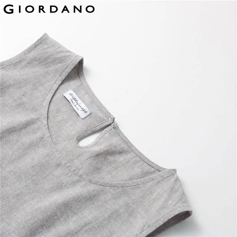 Giordano женская рубашка жилет Женский Гладкий льняной хлопковый с оборками на