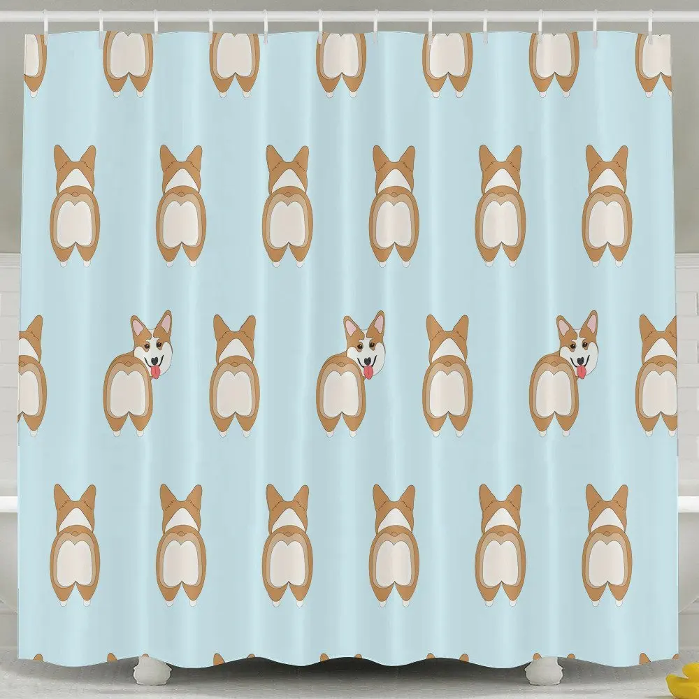 

Cute Corgi Butt Shower Curtain Fabric Bathroom Shower Curtain Set,72x60 Inch
