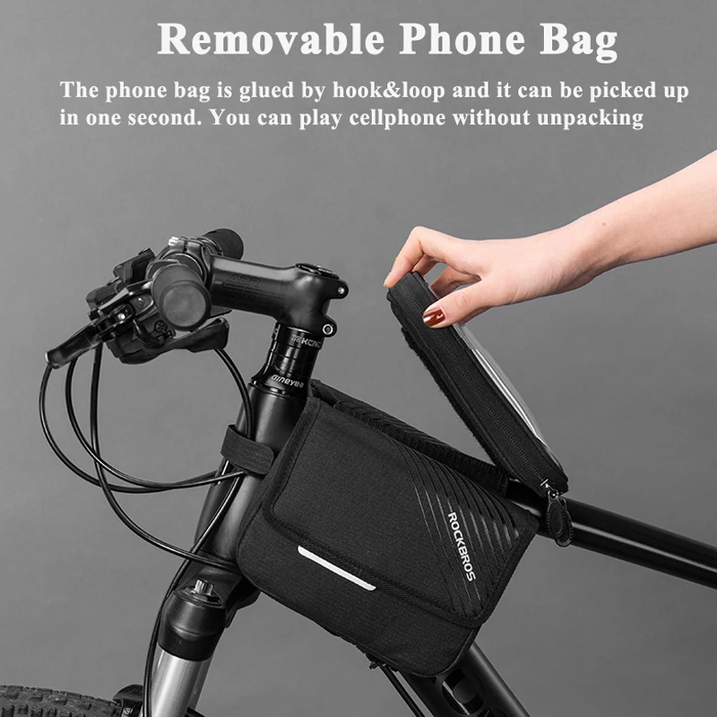 Rockbros сумка 6,0 дюймов велосипед с сенсорным экраном телефонные чехлы водостойкая велосипедная седельная сумка Велоспорт чехол для телефона велосипед аксессуары для велосипеда