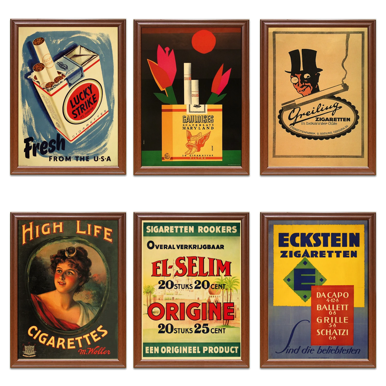 Винтажные 1900s сигареты табак рекламные плакаты Lucky Strike Kraft классические холст