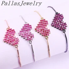 10 шт, горячий модный микро-паве кубического циркония браслет в форме сердца Шарм для женщин ювелирные изделия