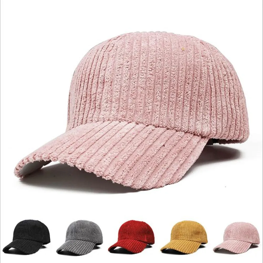 Yyun Solid Color Women Corduroy Cotton Snapback Baseball Cap Men's