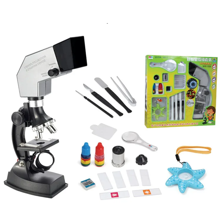 

900x Monocular Plastic Toy Childrens Student Educational Projection Display Biological Microscope for Kid's Birthday Gift 3103A