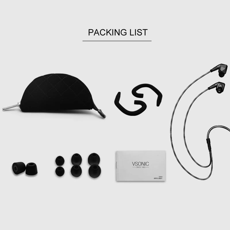  VSONIC GR09 2019 Dynamic Driver HIFI In-Ear Earphone Professional Noise Isolation IEM with MMCX Det