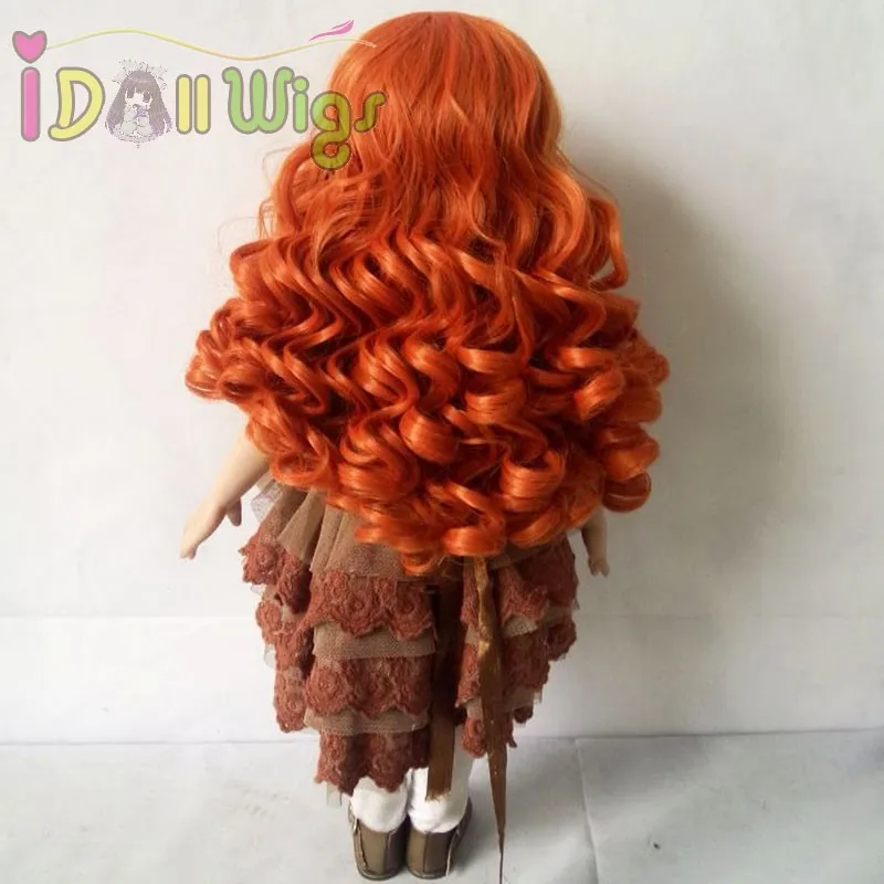 Хорошее качество Спиральные Кудри карроти парик для 1" американская кукла тяжелые волосы не линять