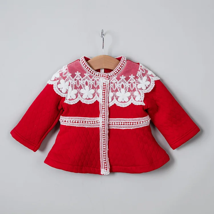 

2017 Autumn and winter baby jacket cute lace girls coat fashion floral winter baby girl jacket for Party wedding infant coat