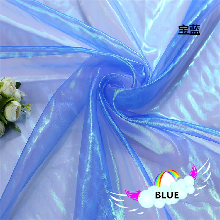 150 см* 100 см флуоресцентные ткани красочные блестящие марлевые ткани сценическая Свадебная декоративная ткань вуаль прозрачная голографическая ткань