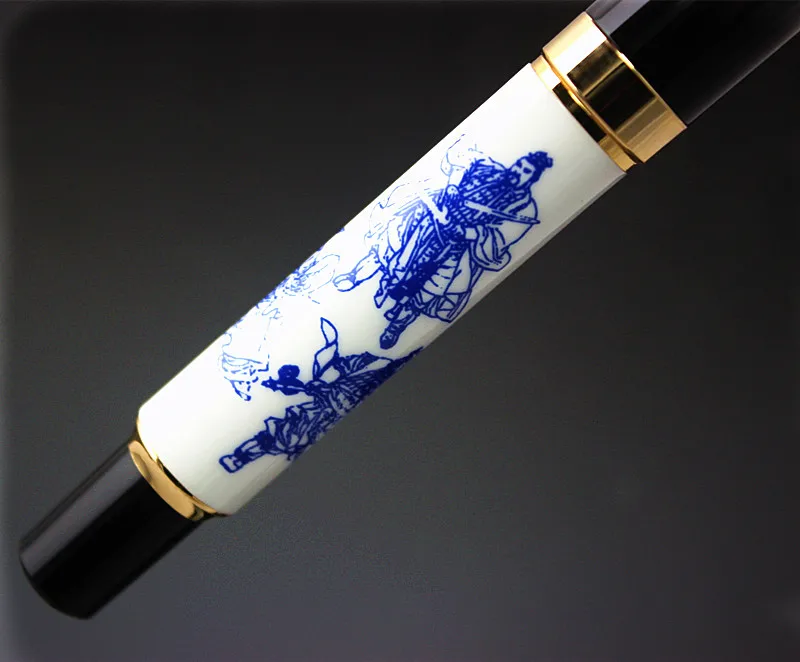 JINHAO 650 Роскошная сине белая фарфоровая перьевая ручка со средним наконечником