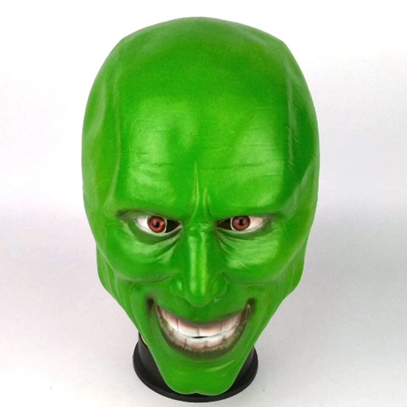 

new The Mask Movie Jim Carrey Cosplay Costumes Green Mask Costume Fancy Latex Masks Halloween Party for adult