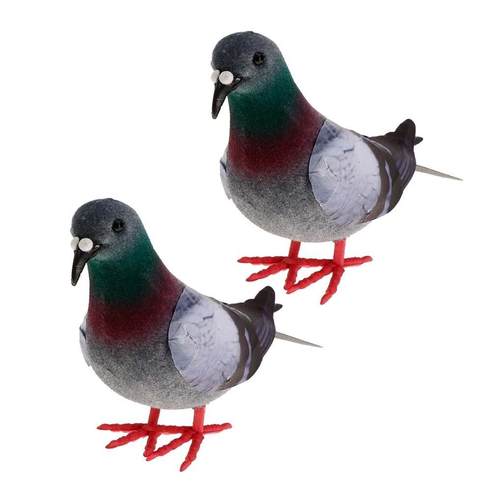 2pcs Artificial Doves Statue Simulation Ornament Feathered Foam Fake Birds Home Decor Garden Yard Lawn Ornament