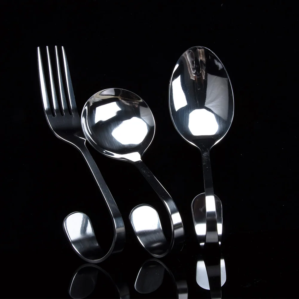 

1PCS Creative Salad Spoon Bent Curved Handle Fork Flatware Tableware Kitchen Accessories Stainless Steel Spoon for Dessert