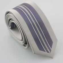 Yibei Coachella человек Модные Узкие Средства ухода за кожей Шеи Галстуки тонкий жаккард рубашки Silver Галстуки серые вертикальные полосы граничит Средства ухода за кожей Шеи Галстук Свадьба