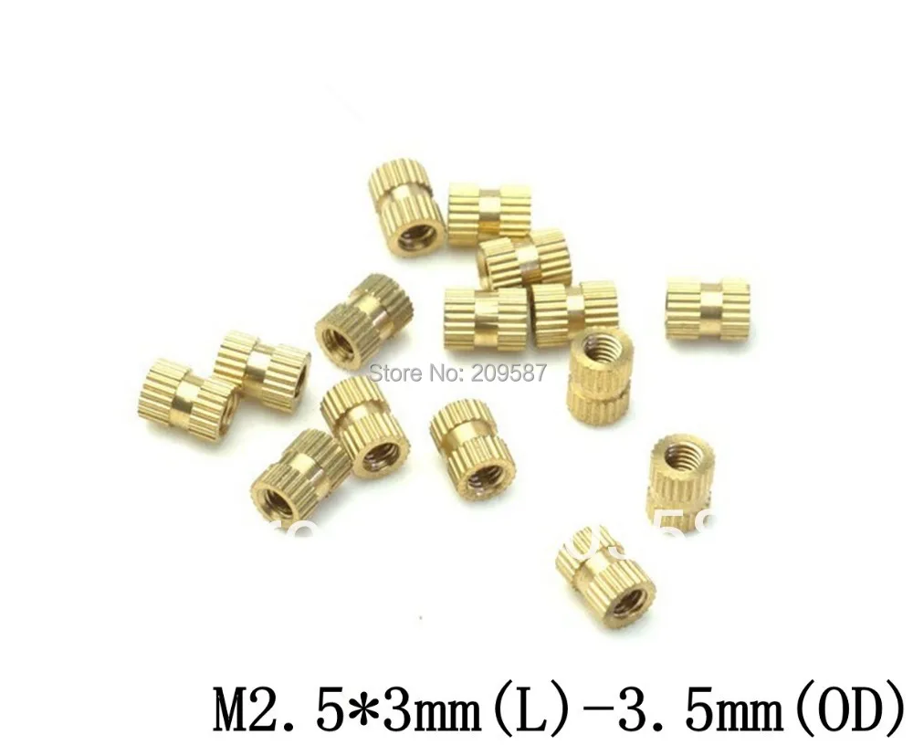 

100pcs Brass Knurl Nuts M2.5*3mm(L)-3.5mm(OD) Metric Threaded insert