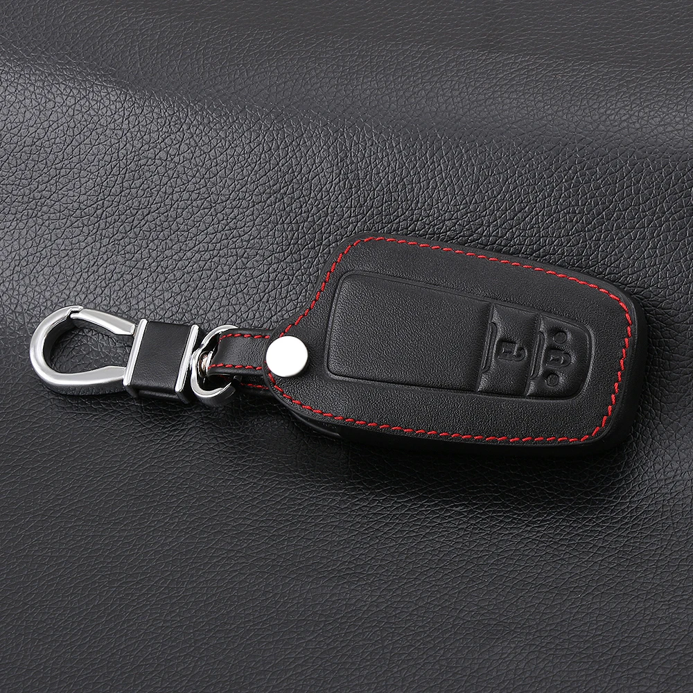 Кожаный чехол с двумя кнопками для Toyota Camry Aygo RAV4 Corolla CHR/чехол дистанционного ключа