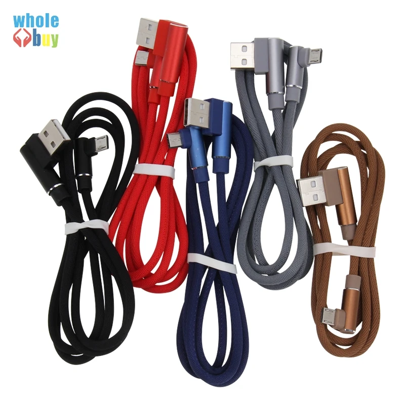 1M/2M/3M 90 도 패브릭 USB 케이블 5Pin 8Pin c형 충전기 어댑터 아이폰 삼성 갤럭시 S8 S9 화웨이 50 개/개