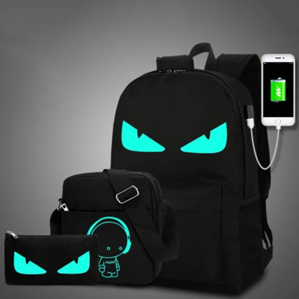 

Fashion Backpacks Student Luminous Animation School Bags For Boy Girl Teenager USB Charge Computer Laptop Back pack