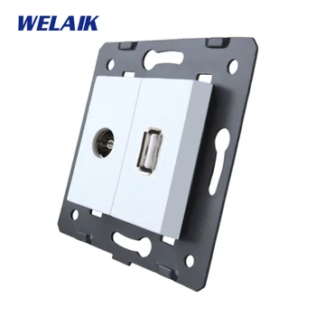 

WELAIK EU Standard-TV+USB Socket-DIY-Parts Without-Glass-Panel A8TVUSW/B