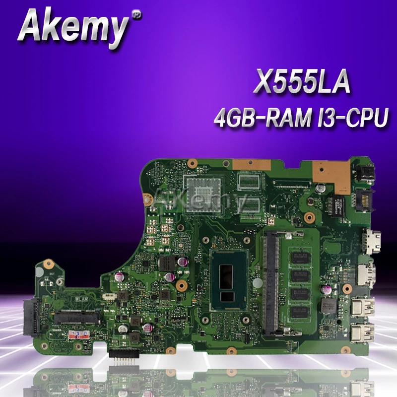 Akemy X555LD материнская плата для ноутбука ASUS X555LA X555LD X555LF X555LJ X555L X555 Тесты оригинальная материнская плата 4GB-RAM I3-CPU