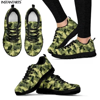

INSTANTARTS Flats Shoes Teen Boy Men Mesh Sneakers Shoes 3D Camouflage Printed Spring Man Flats Pet Cats Comfort Walking Zapatos
