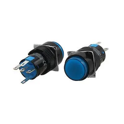 

AC 220V синий светильник мгновенный SPDT 16mm Кнопка Переключатель AC 250V 5A
